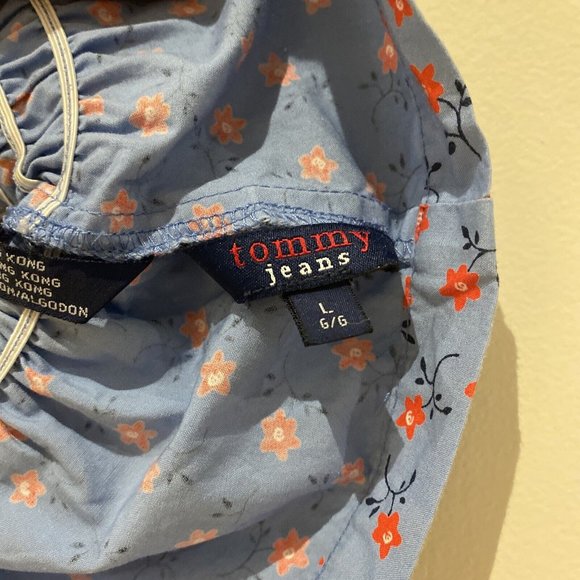 cottagecore Y2K tommy jeans Summer Peasant Smocked Waist Blouse S - Picture 5 of 11